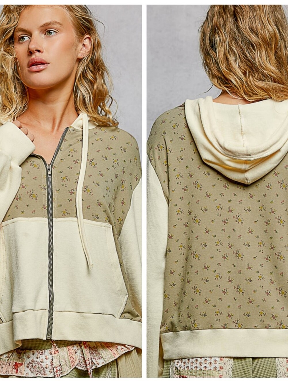 POL Olive and Cream Relaxed Two-Tone Set - Picture 2 of 4